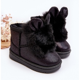 Botas de neve infantis pretas com pele com arranhões preto 2