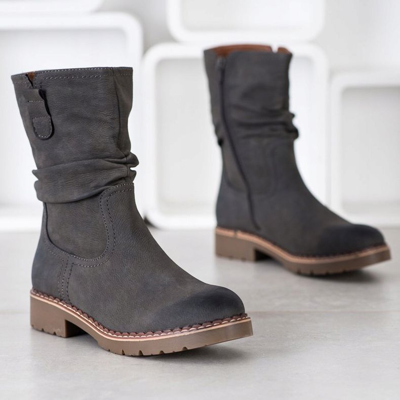 Super Mode Botas com parte superior franzida cinza 1