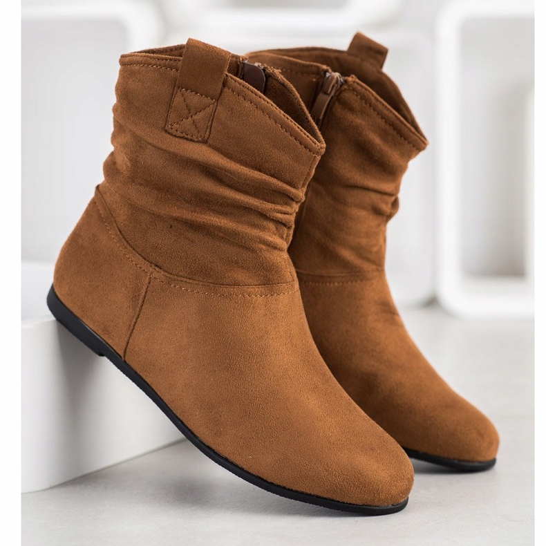 SHELOVET Botinhas de camurça casual marrom 2