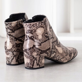 SHELOVET Bota estampada de cobra bege marrom 1