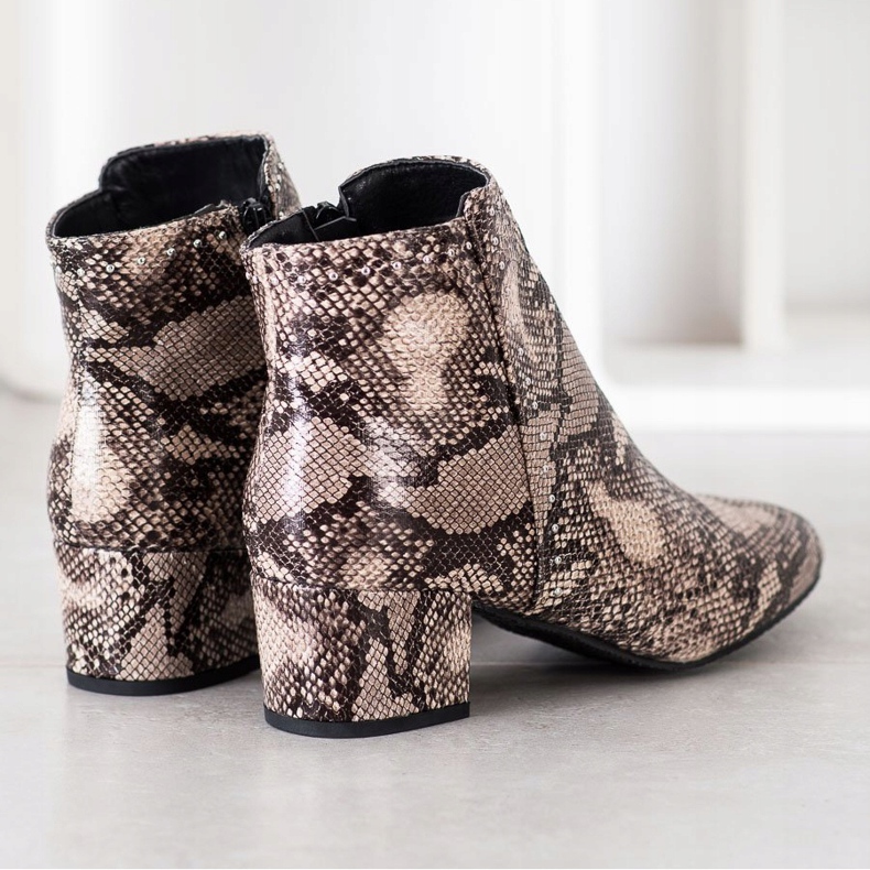 SHELOVET Bota estampada de cobra bege marrom 1