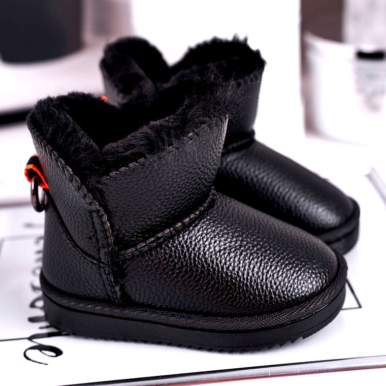 Apawwa Botas de neve quente infantil junho preto 1