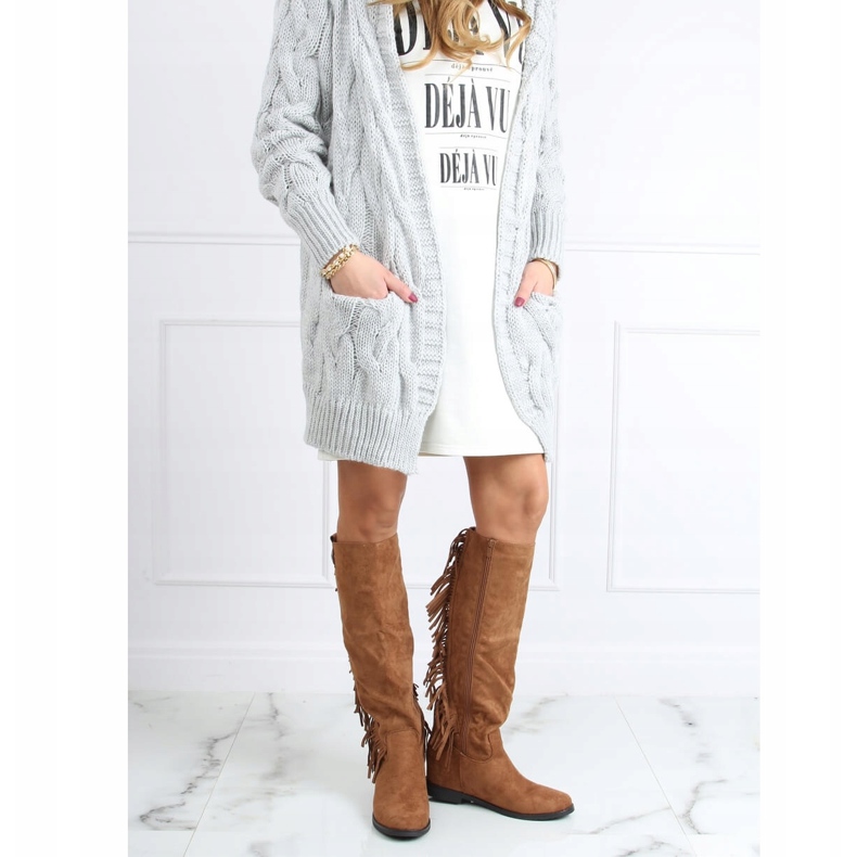 Botas com franjas, camelo de cunha oculta ST-28P Camel bege 1