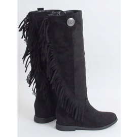 Botas com franjas, cunha oculta preto ST-28P Preto 1