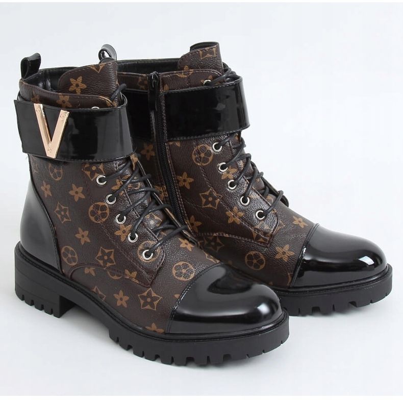 Botas de amarrar para mulheres NC1073 pretas marrom preto 1