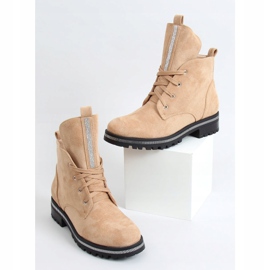 Botas femininas com cordões bege NC1035 Khaki prata 1