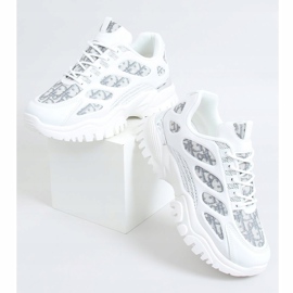 Sapatos esportivos femininos brancos VL123 Branco cinza 1