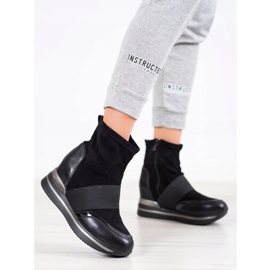 SHELOVET Botas de cunha elegantes preto 2