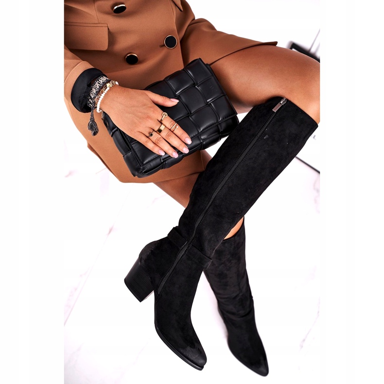 Vinceza Botas femininas de salto alto camurça preta Nevermind preto 3