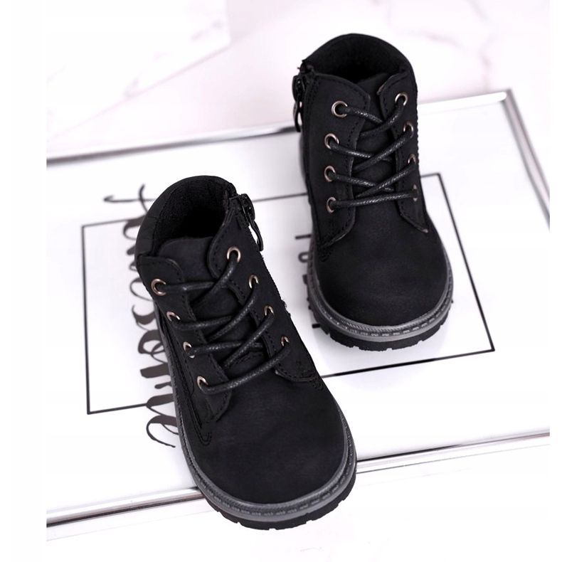 Apawwa Botas infantis pretas para meninos. Botas Moa preto 1
