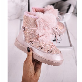 FRROCK Botas infantis de neve com pele rosa Minnie Mouse prata 2 FRROCK Botas infantis de neve com pele rosa Minnie Mouse prata 2