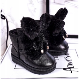 Botas de neve infantis com pêlo e orelhas Coelhinho preto 1 Botas de neve infantis com pêlo e orelhas Coelhinho preto 1