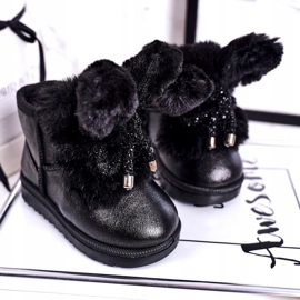 Botas de neve infantis com pêlo e orelhas Coelhinho preto 3 Botas de neve infantis com pêlo e orelhas Coelhinho preto 3