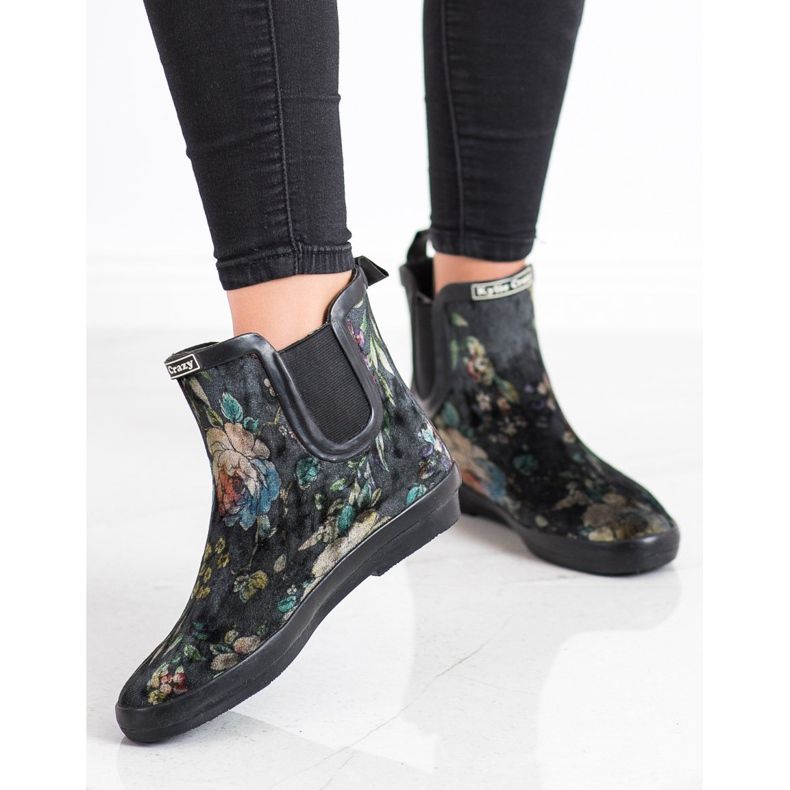 Kylie Wellies de camurça com flores preto 2