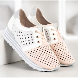 Aclys Tênis Openwork branco rosa cinza 2