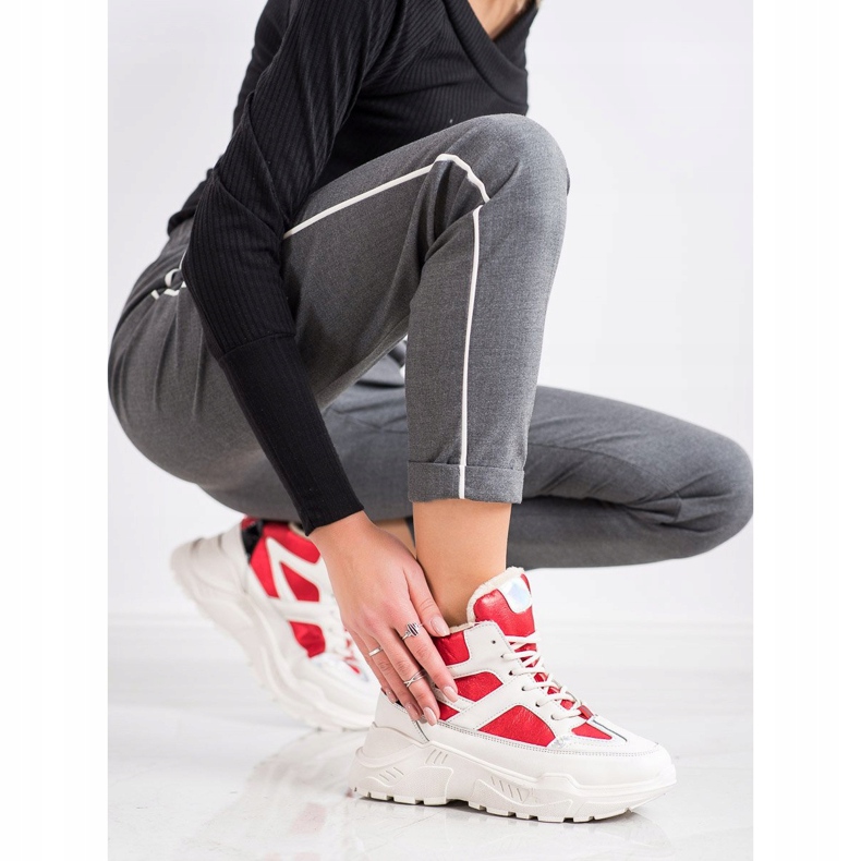 Seastar Sapatinhos de moda esportiva branco preto vermelho 2