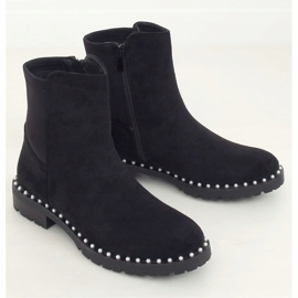 Botas pretas Chelsea com pérolas RQ336 Pretas preto 1
