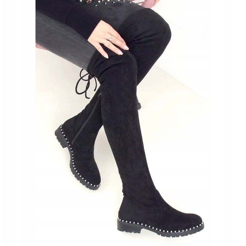 Botas de mosqueteiro pretas 8375-PG pretas preto 2