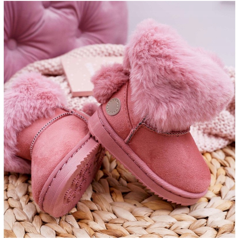 FRROCK Botas de neve infantis com chuteiras de pele rosa 5 FRROCK Botas de neve infantis com chuteiras de pele rosa 5