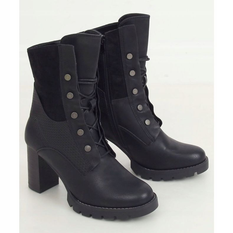 Botas pretas de salto alto com atacadores 1213GA pretas preto 2 Botas pretas de salto alto com atacadores 1213GA pretas preto 2