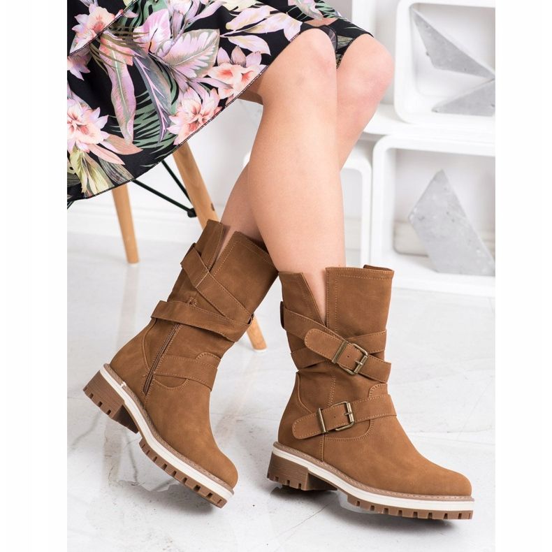 Super Mode Botas altas com fivela marrom 1