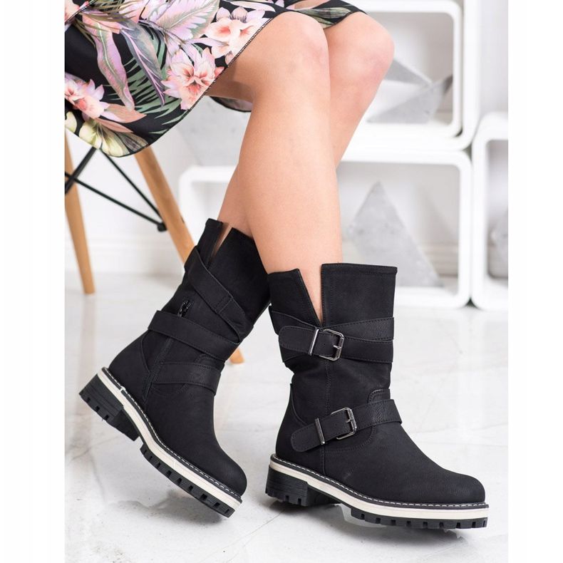 Super Mode Botas altas com fivela preto 2