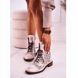 Nicole Botas femininas de couro branco a céu aberto Abigail 2