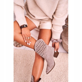 Nicole Botas de cowboy femininas de salto alto camurça cappuccino Emily bege 1