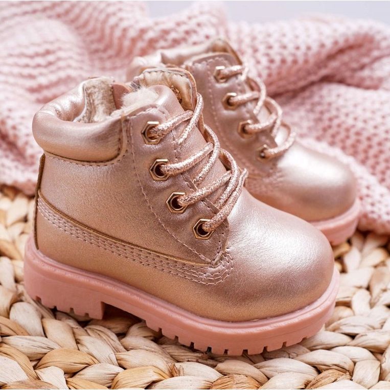 Trappers infantil botas quentes Champagne Dexter rosa 1