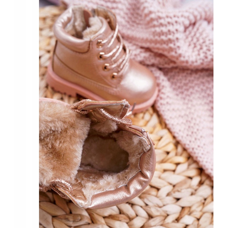 Trappers infantil botas quentes Champagne Dexter rosa 4