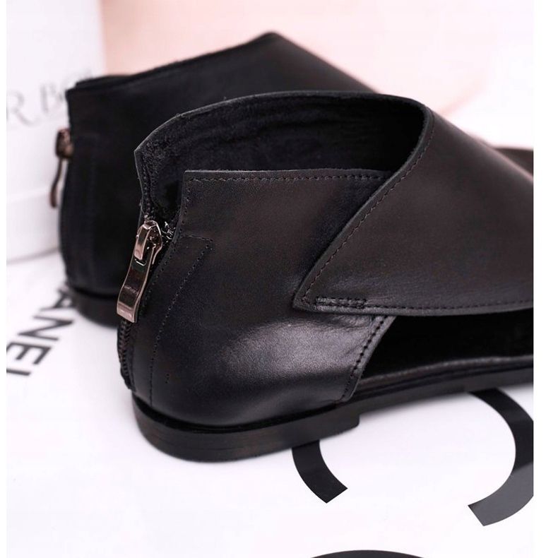 Nicole Sandálias lisas de couro feminino pretas Natalie preto 1