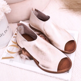 Nicole Sandálias de couro liso feminino Natalie branco dourado 1