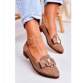 Nicole Mocassins de camurça feminino Bailarinas Marrom claro Mary-Jane 1