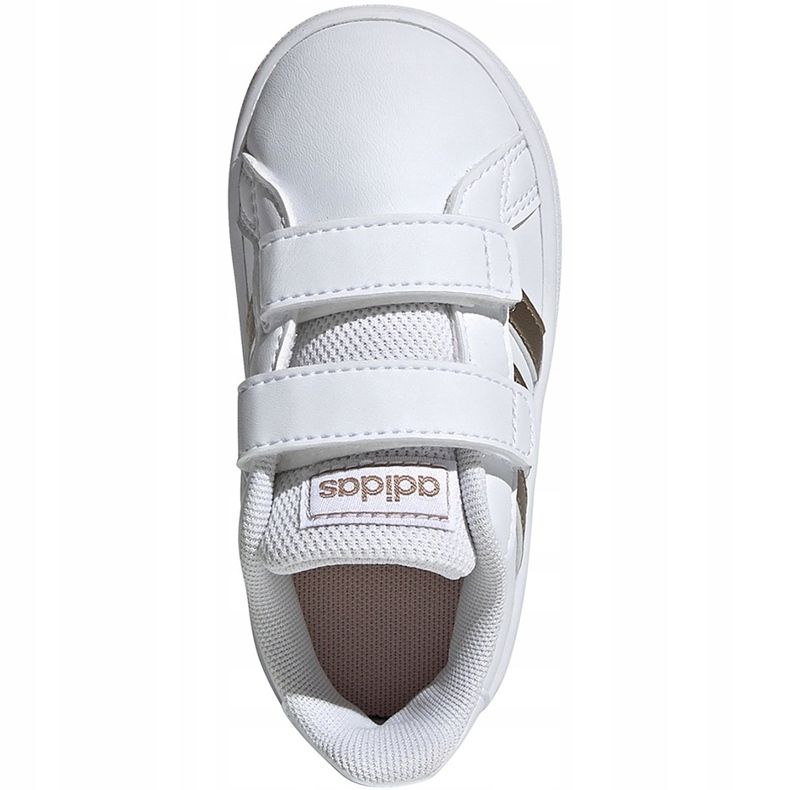 Sapatos infantis Adidas Grand Court I branco e ouro EF0116 dourado 1