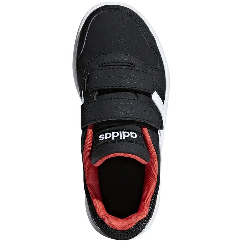 Sapatos infantis Adidas Hoops 2.0 Cmf C preto-vermelho-branco B75960 1