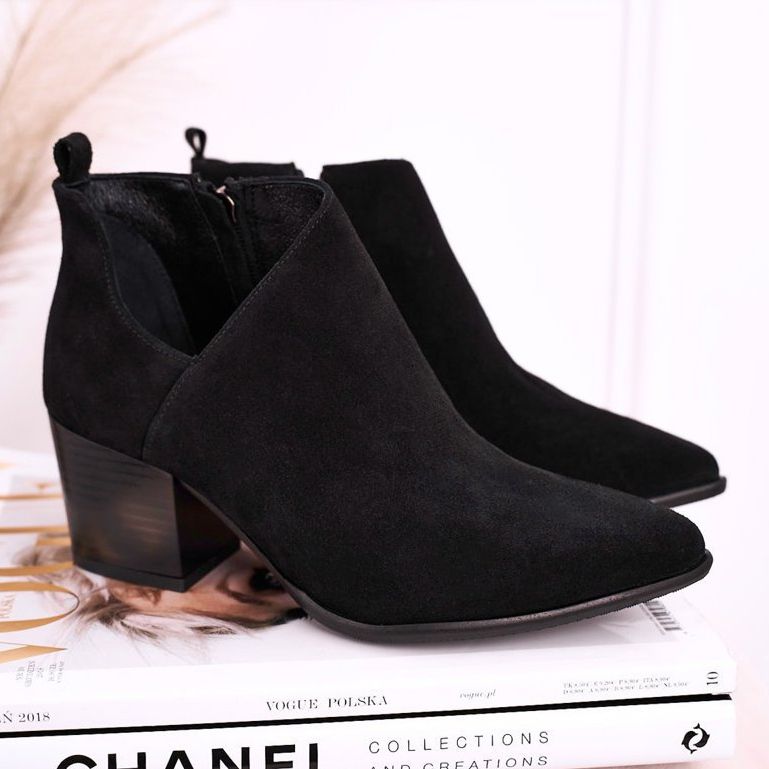 Nicole Botas femininas com recorte de camurça preta Lawrence preto 2