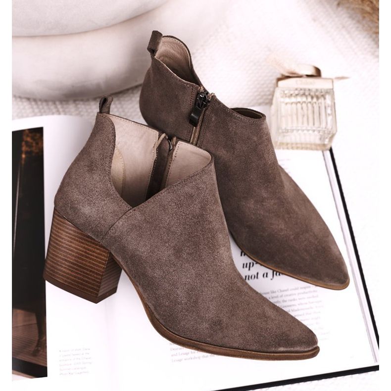 Nicole Botas femininas com recorte de camurça marrom Lawrence 2