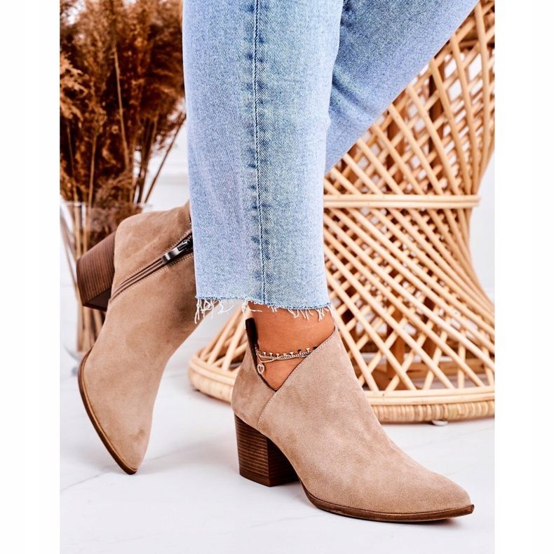 Nicole Botas femininas de tornozelo com recorte de camurça bege Lawrence marrom 1