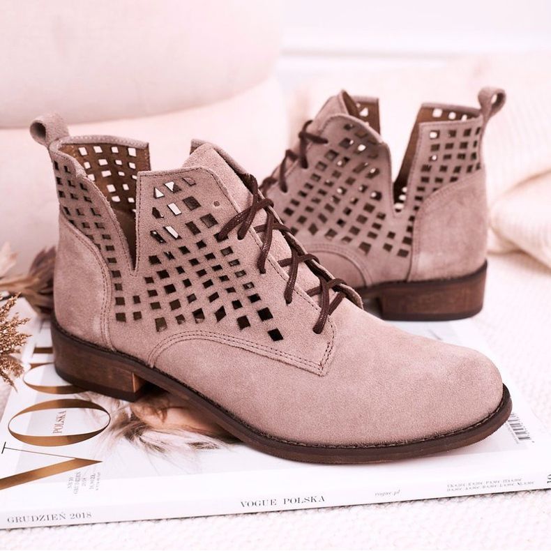 Nicole Botas femininas cappuccino cappuccino de camurça aberta marrom 2