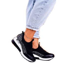 Nicole Tênis feminino de couro preto prata Frances 2