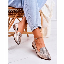 Nicole Mocassins de couro feminino com padrão animal Scarlett dourada multicolorido dourado 2