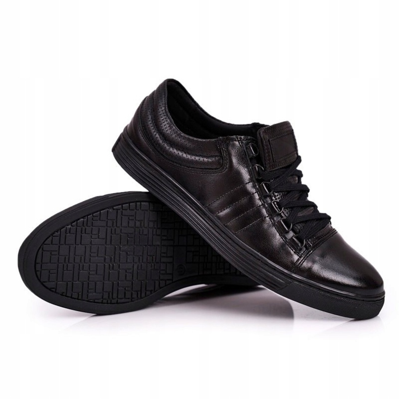 Bednarek Polish Shoes Tênis de couro masculino de couro preto bednarek preto 2