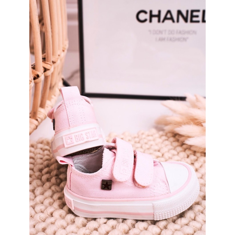 Tênis baixo infantil com velcro Big Star HH374203 rosa 1