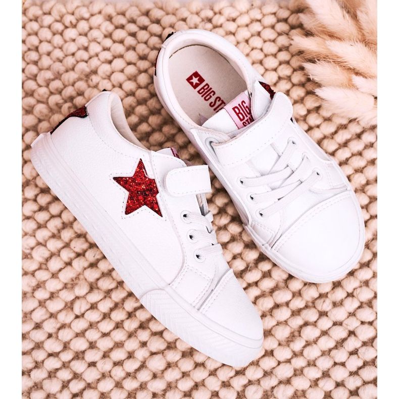 Tênis de couro infantil com estrela Big Star DD374102 branco 2