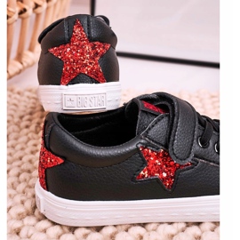 Tênis de couro infantil com estrela Big Star DD374105 preto 2