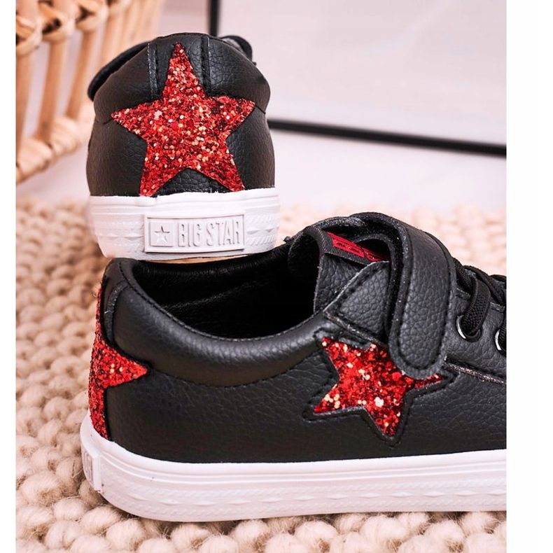 Tênis de couro infantil com estrela Big Star DD374105 preto 2