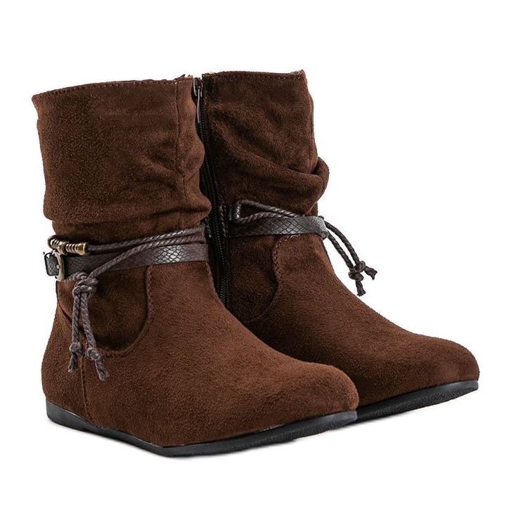 Botas femininas de camurça marrom DH28 1