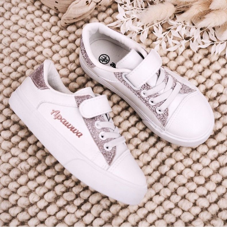 Apawwa Tênis Infantil Com Brocado Branco Camila 1