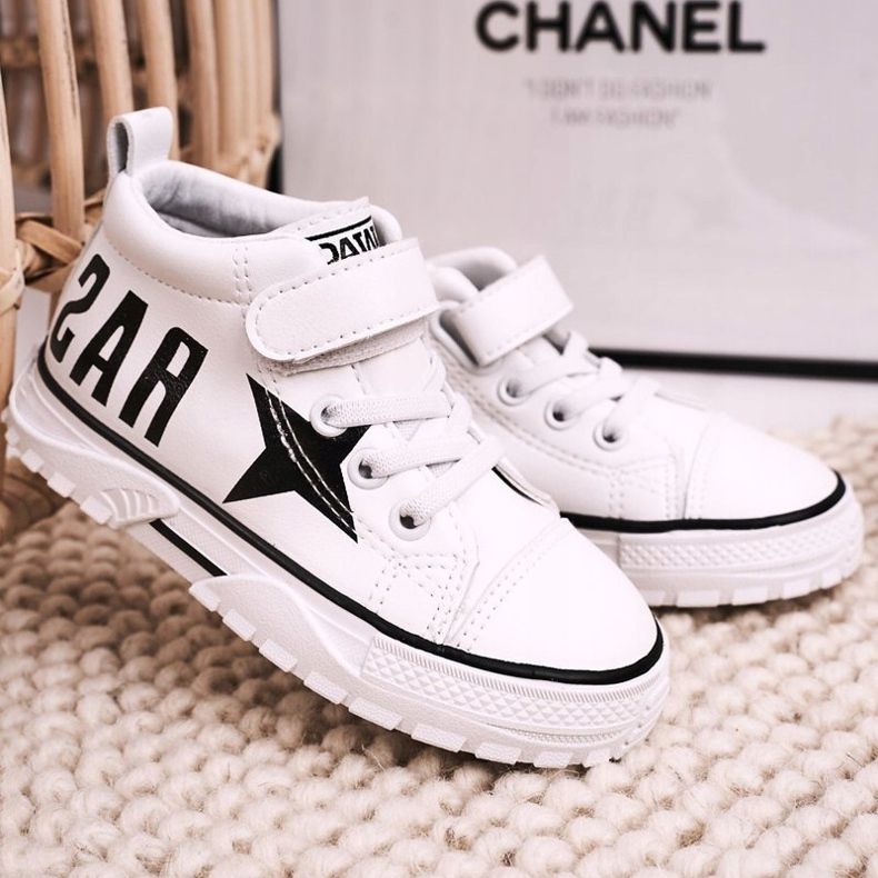 Apawwa Tênis alto infantil com velcro branco faiscante 2