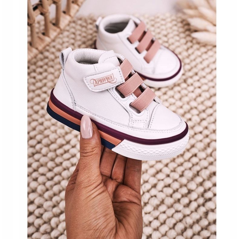 Apawwa Tênis de cano alto infantil Baxter branco e rosa ['branco', 'rosa'] 2